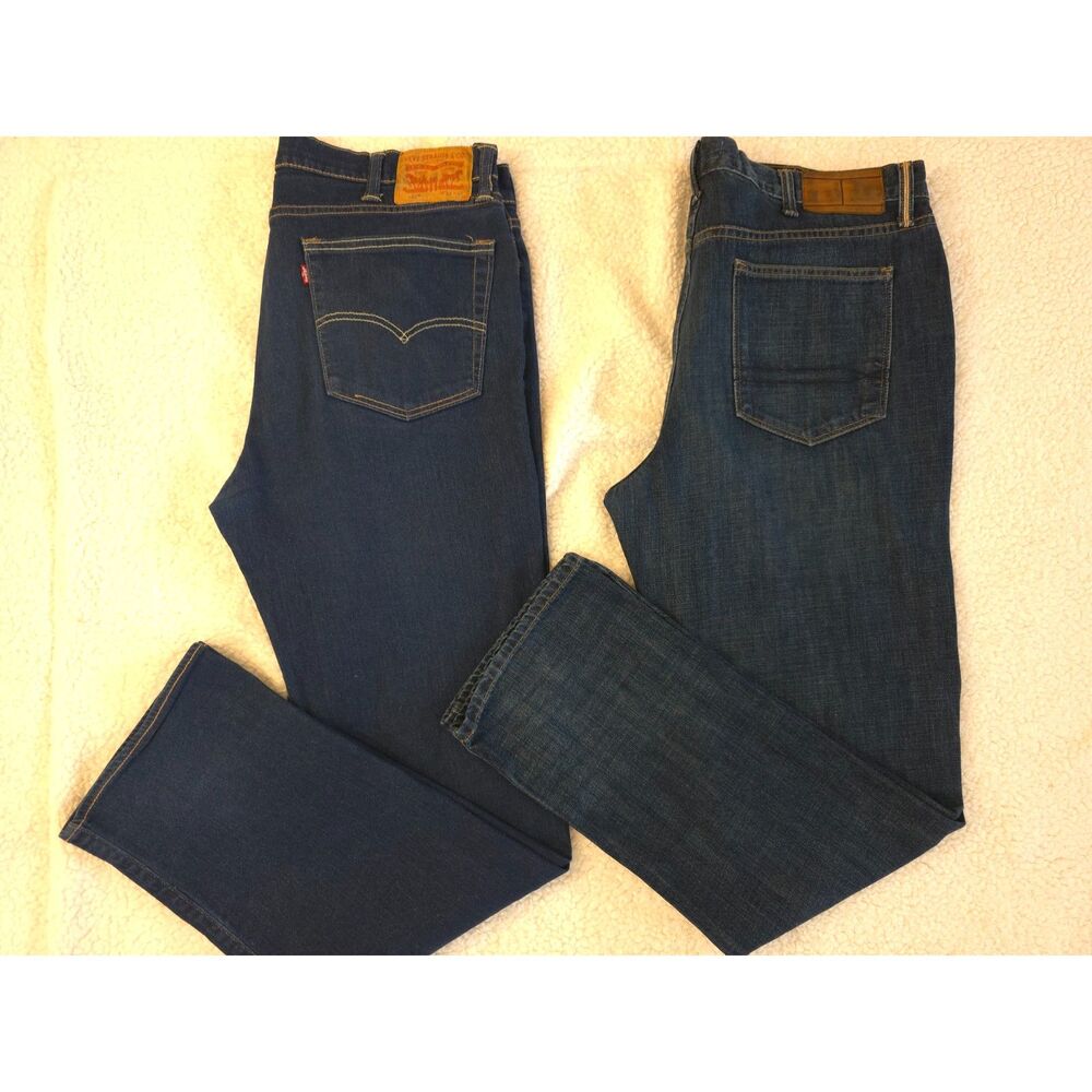 Lot of 2 Mens Levis 751 & Tommy Hilfiger Straight Jeans Bundle W38 L32 Dark Wash